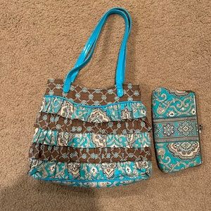 Vera Bradley Cha Cha Handbag and wallet in Totally Turq